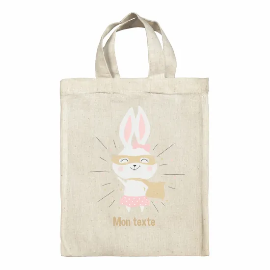 Personalized tote bag for kids - Superhero Rabbit