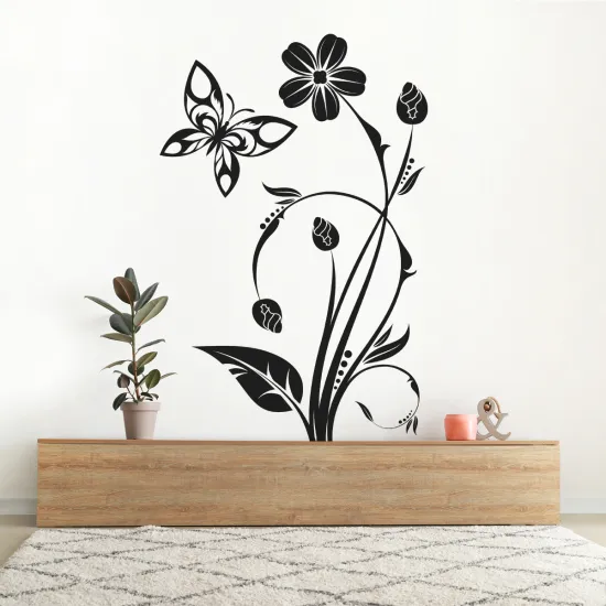 Sticker Mural - Fleurs Papillon