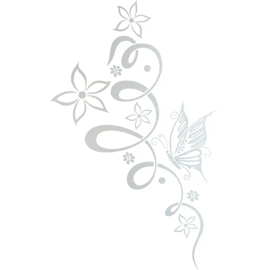 Frosted Window Glass Sticker - Butterfly Flowers