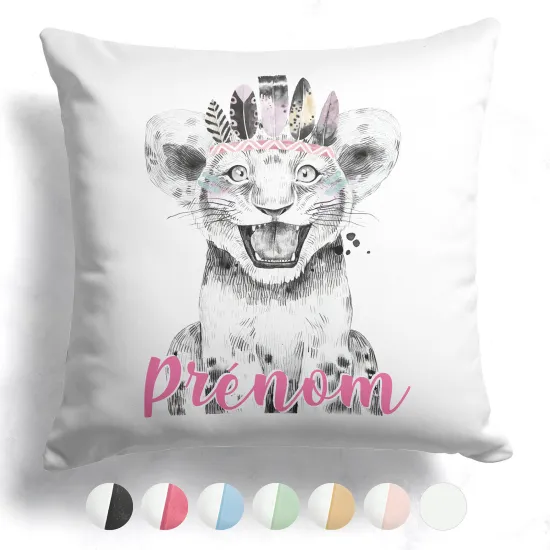Cojín bicolor personalizado - Cachorro de león indio