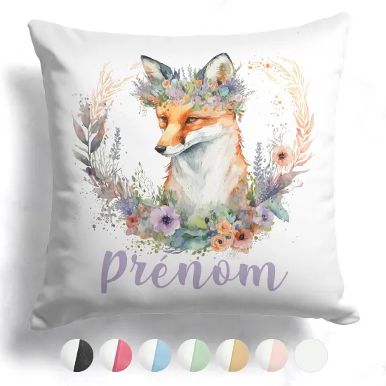Customized two-tone Pillow - Fox flowers
