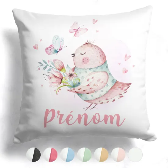 CojÃn bicolor personalizado - Pájaro flores