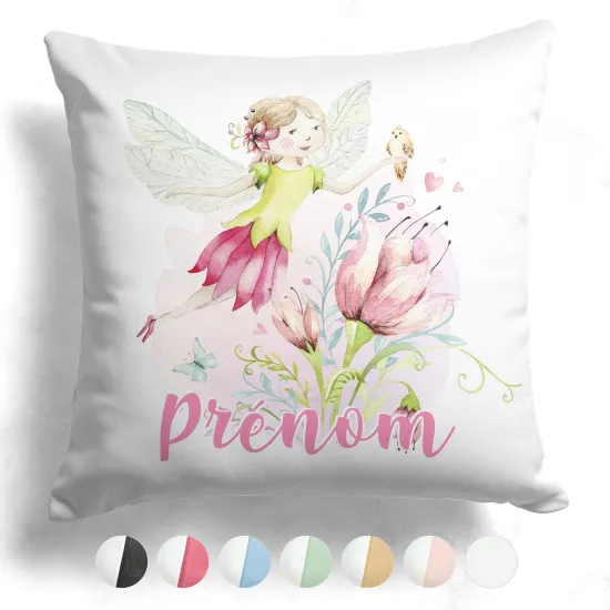 Cojín bicolor personalizado - Hada flores