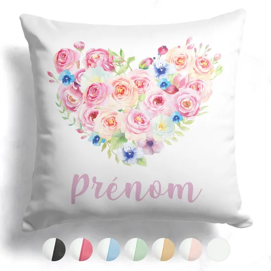 CojÃn bicolor personalizado - Corazón flores