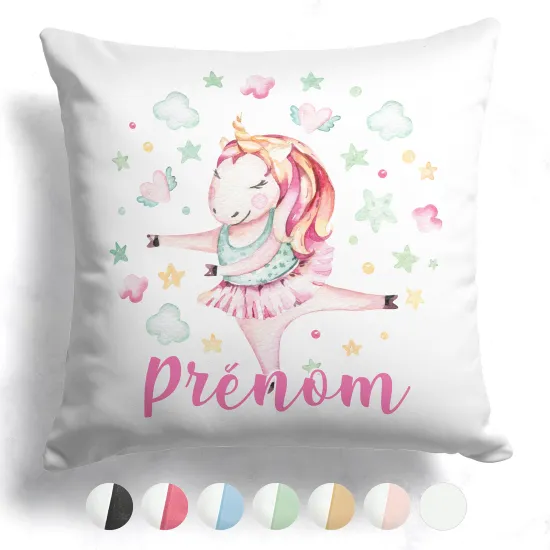 Coussin bicolore personnalisé - Danseuse licorne