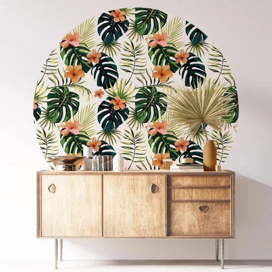 Stickers rond / cercle - Motif floral