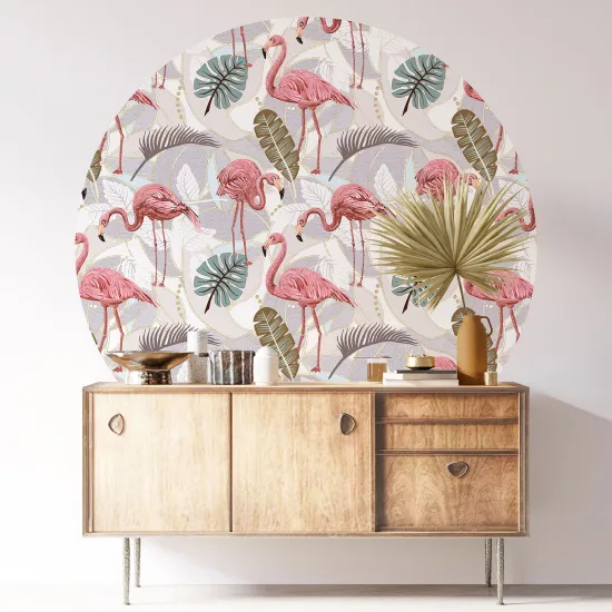 Stickers rond / cercle - Flamants Roses