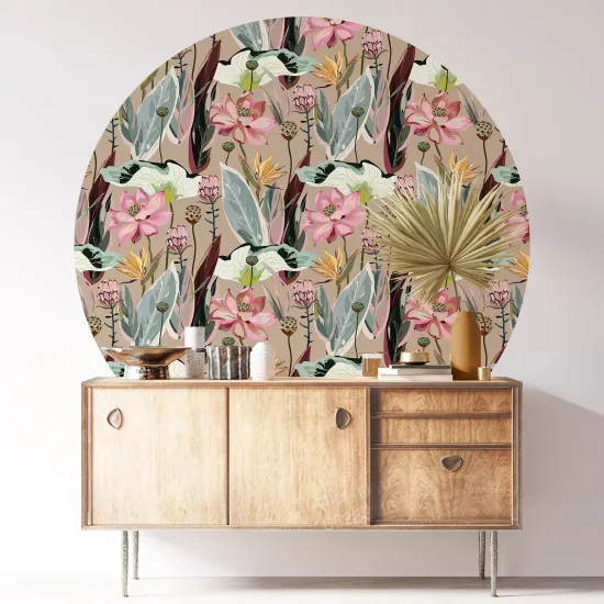 Stickers rond / cercle - Motif floral