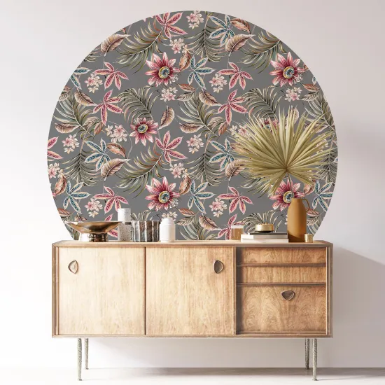 Stickers rond / cercle - Motif floral