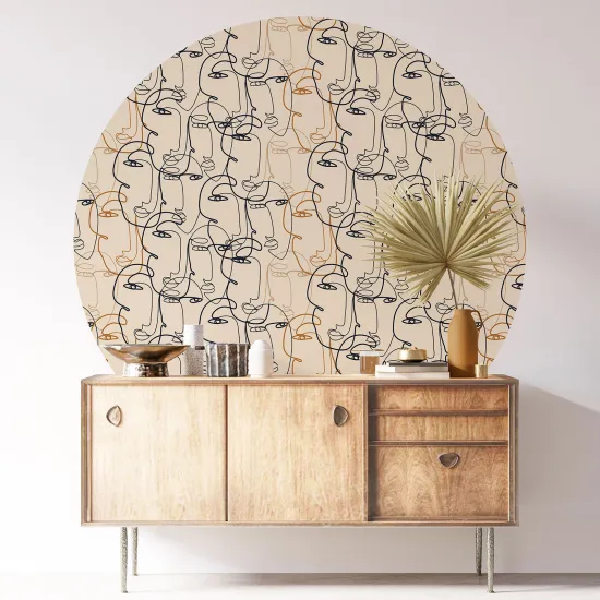 Round / Circle Wall Sticker - Abstract Faces