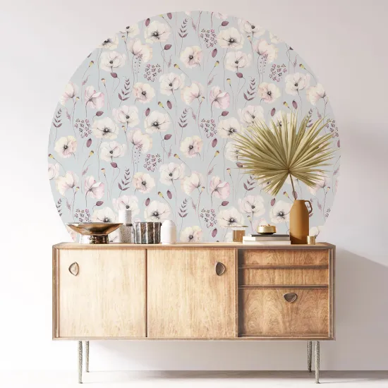 Round / Circle Wall Sticker - Floral pattern