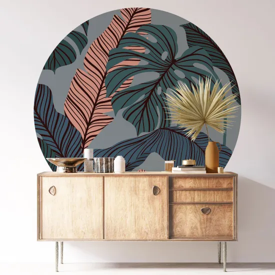 Round / Circle Wall Sticker - Botanical pattern