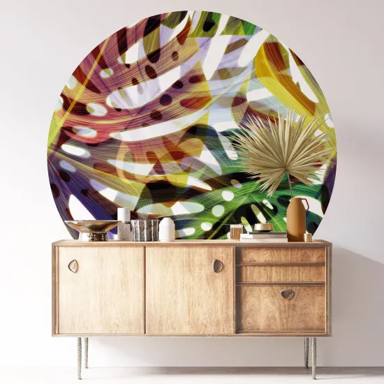 Round / Circle Wall Sticker - Botanical pattern