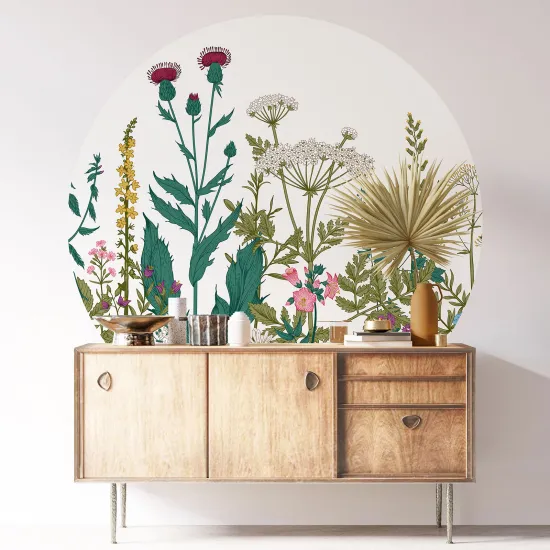 Round / Circle Wall Sticker - Floral pattern