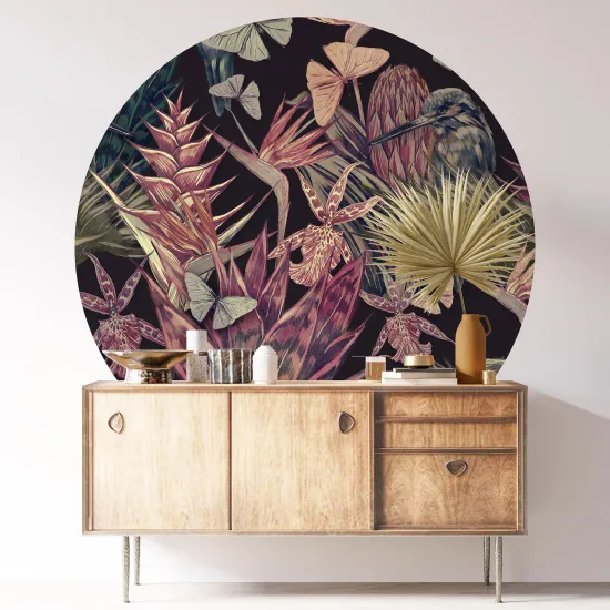 Round / Circle Wall Sticker - Floral pattern