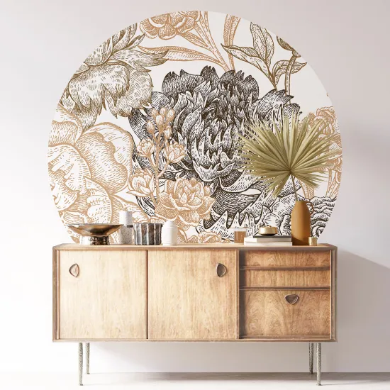 Round / Circle Wall Sticker - Floral pattern