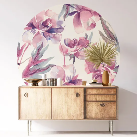 Round / Circle Wall Sticker - Floral pattern