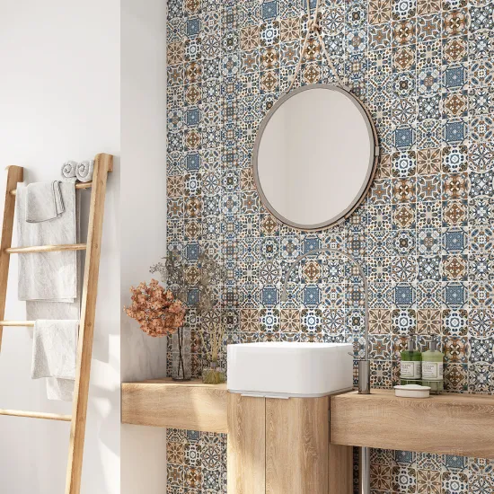 Crédence adhésive salle de bain - Motif carreaux de ciment