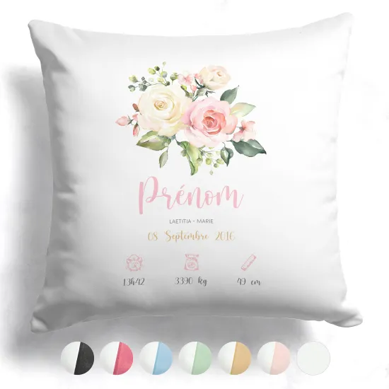 Personalized Baby Birth Pillow - Flowers