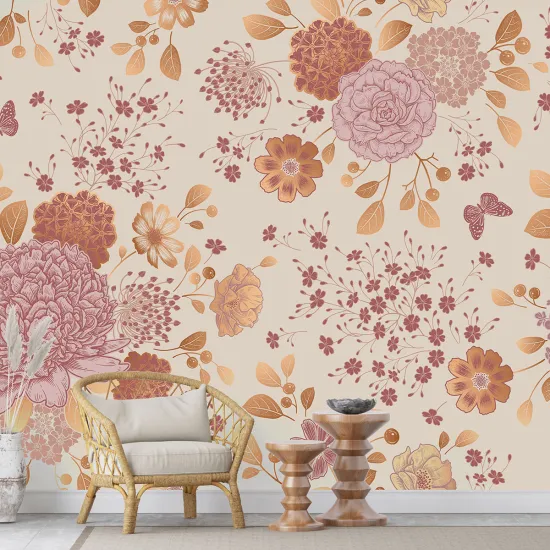 Panoramic Wallpaper - Wall Mural - Flowers
