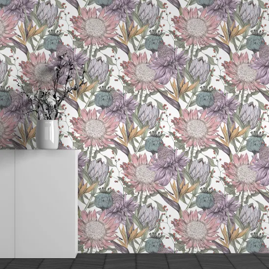 Panoramic Wallpaper - Wall Mural - Flower Pattern
