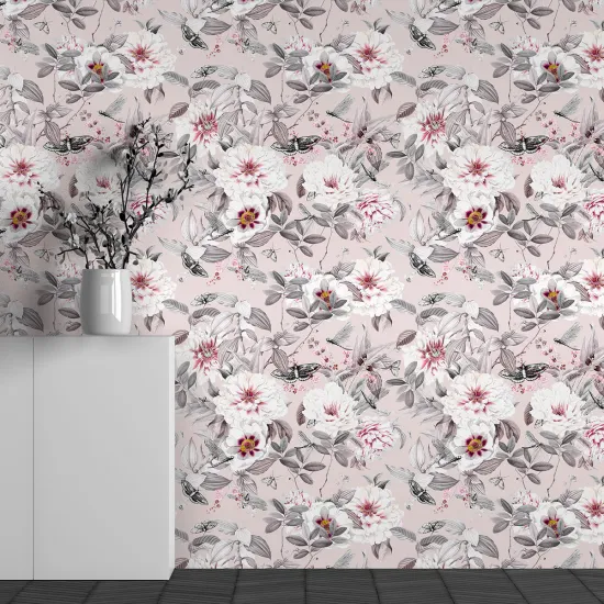 Panoramic Wallpaper - Wall Mural - Flower Pattern