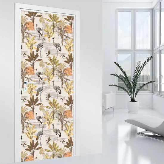 Door Sticker - Decal - Flower birds