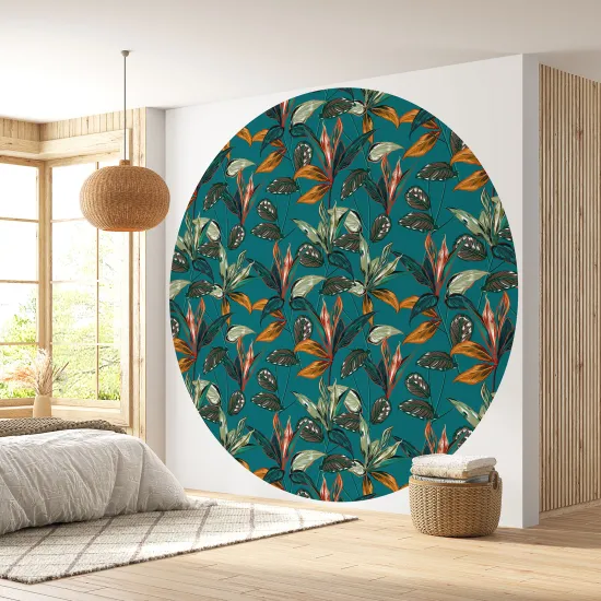 Papier peint rond / cercle - Motif floral - 179