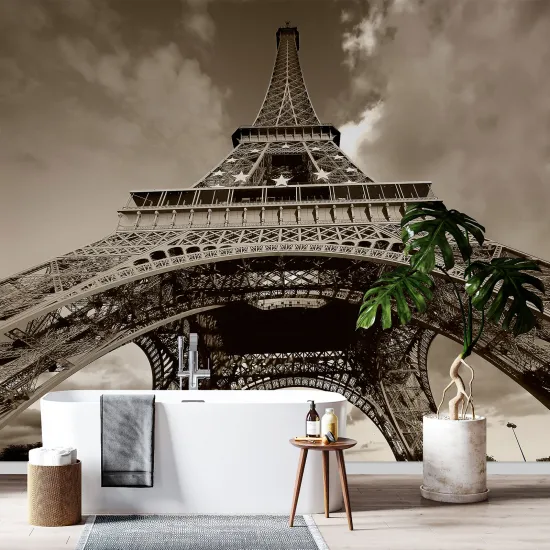Papier peint panoramique - Tour Eiffel Sépia