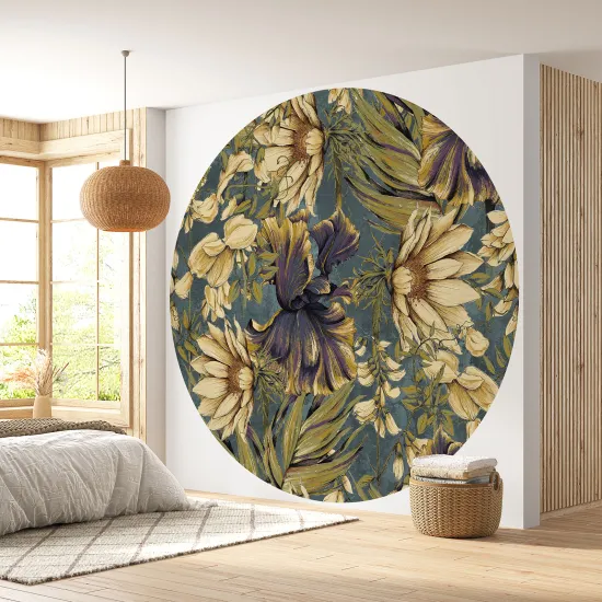 Round / Circle Wall Mural - Wallpaper - Floral pattern