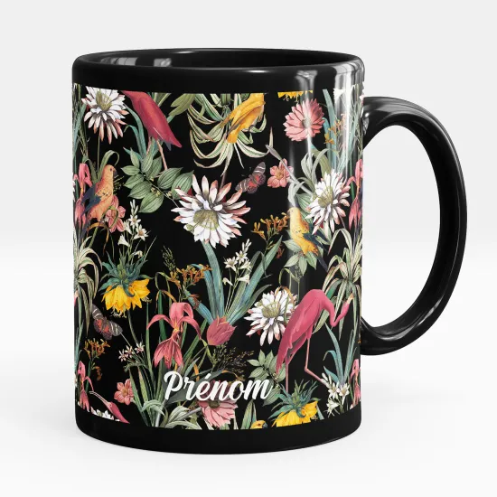 Mug - Tasse personnalisée Noir intégral - Fleurs