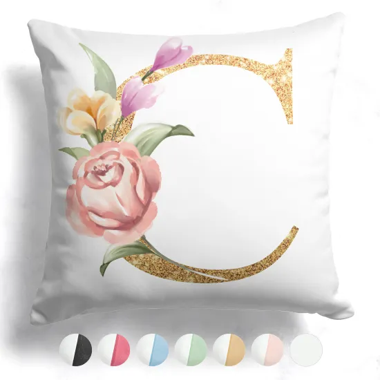 Customized Two-Tone Monogram Pillow - Letter C