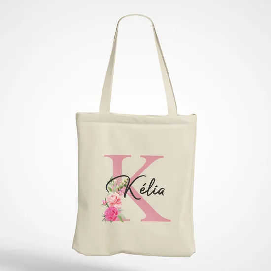 Personalized Monogram Tote Bag - Letter K