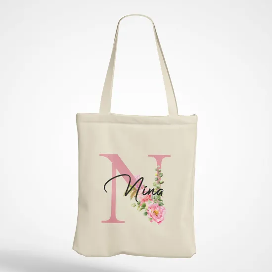 Personalized Monogram Tote Bag - Letter N