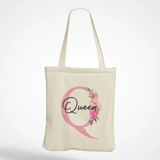 Personalized Monogram Tote Bag - Letter Q
