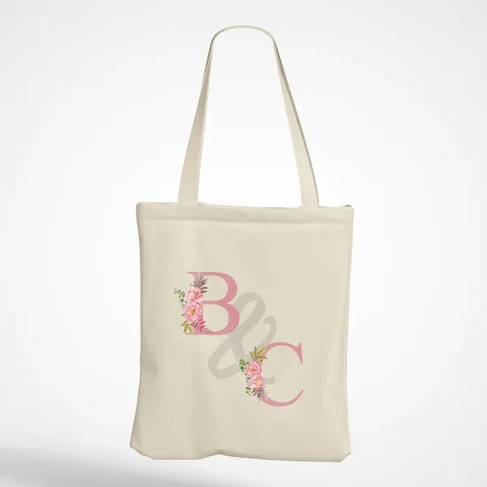 Personalized Monogram Tote Bag - Double letters