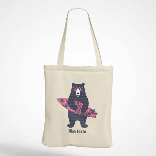 Personalized Tote Bag - Surfer bear