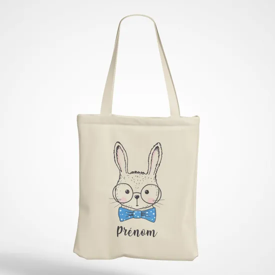 Personalized Tote Bag - Rabbit bow tie