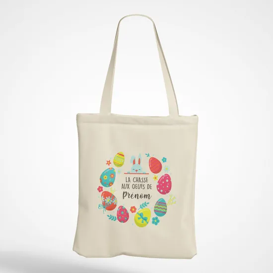 Personalized Tote Bag - Rabbit the egg hunt of First Name