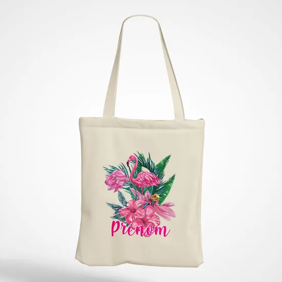 Personalized Tote Bag - Pink flamingo