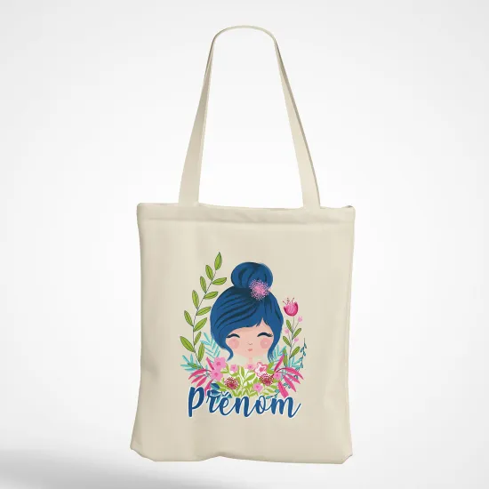 Personalized Tote Bag - Little girl flowers