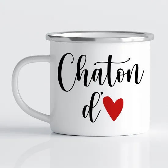 Tasse - Mug Émaillé - Chaton d'amour