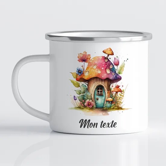 Personalized Enamel Mug for Kids - Mushroom House