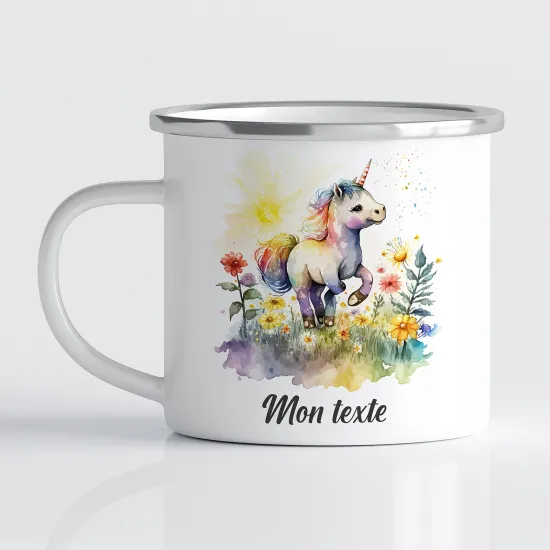 Personalized Enamel Mug for Kids - Unicorn