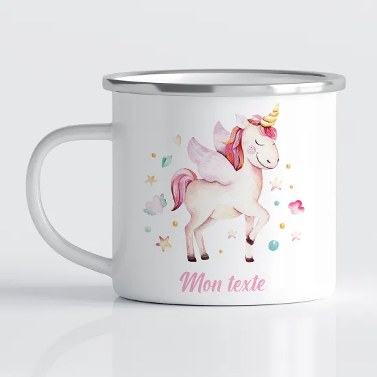 Personalized Enamel Mug for Kids - Unicorn