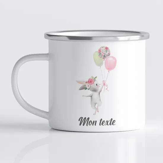 Personalized Enamel Mug for Kids - Balloon Rabbit