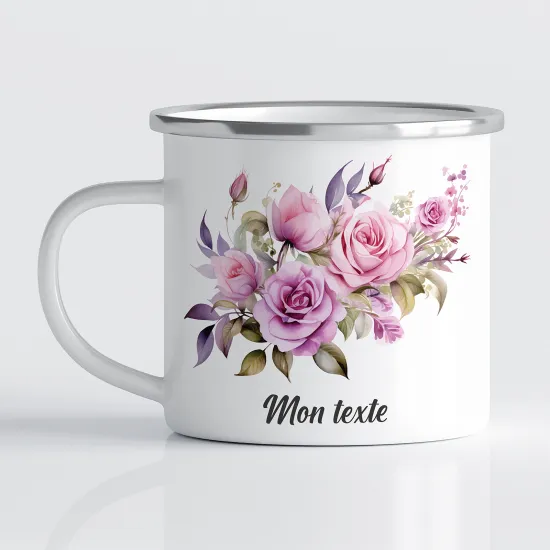 Taza esmaltada personalizada - Flores