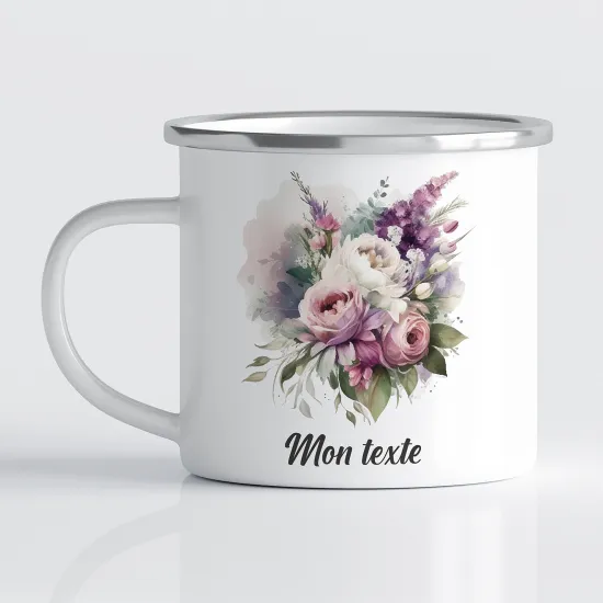 Taza esmaltada personalizada - Flores