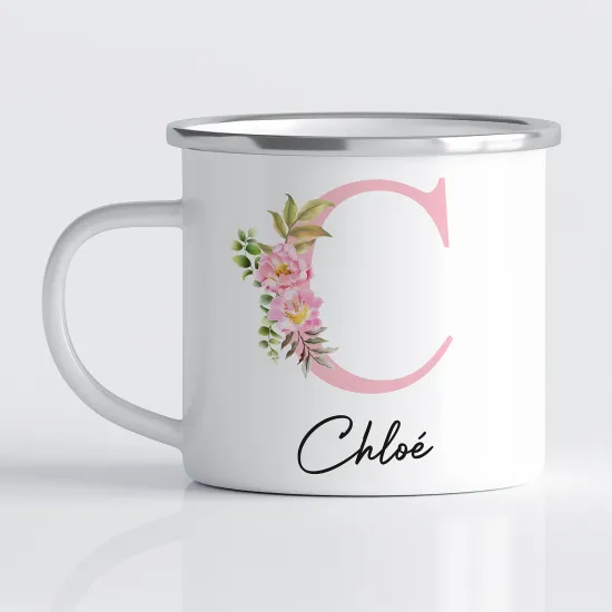 Personalized Monogram Enamel Mug - Letter C