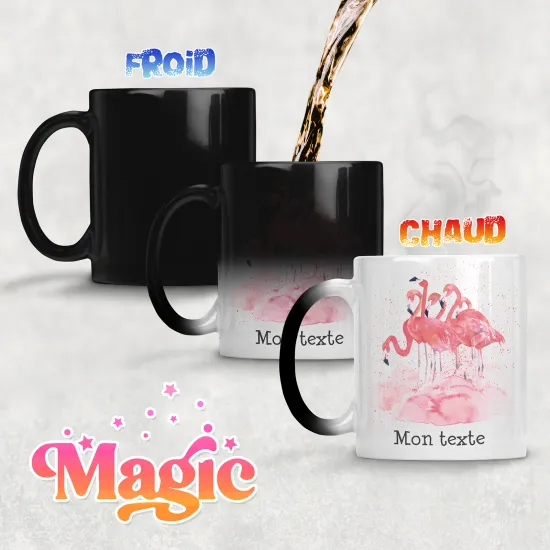 Taza mágica personalizada - Flamencos Rosados